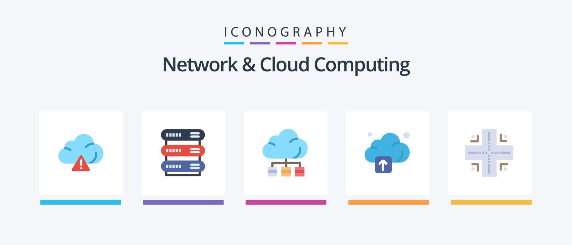 Network And Cloud Computing Flat 5 Icon Pack Including . location. server. map. upload. Creative Icons Design vector