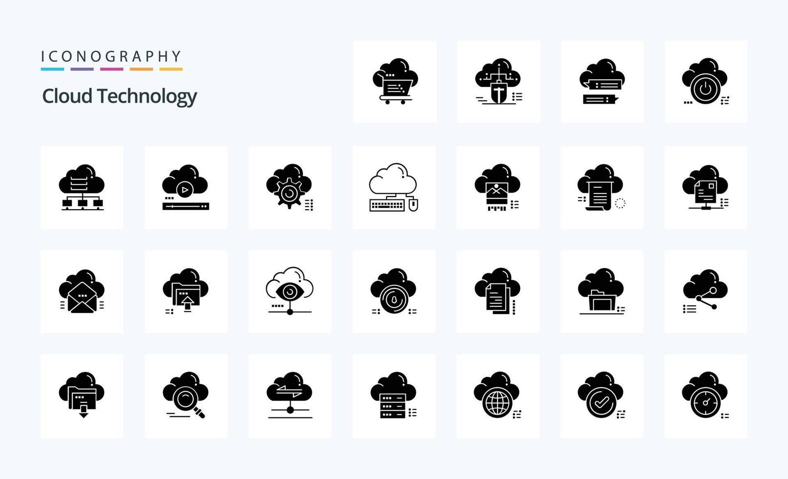 25 Cloud Technology Solid Glyph icon pack vector