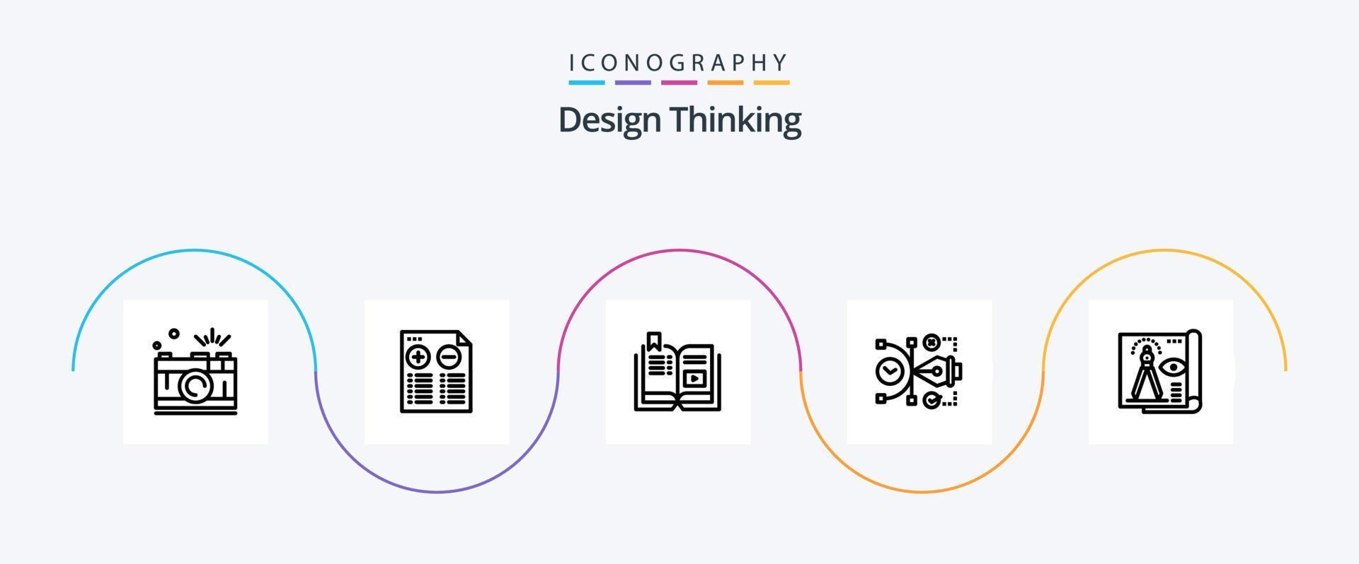 Design Thinking Line 5 Icon Pack Including digital. vector. minus. file. education vector