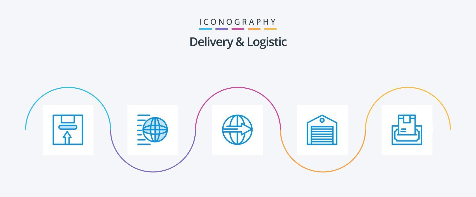 Delivery And Logistic Blue 5 Icon Pack Including order. delivery. shopping. service. export vector