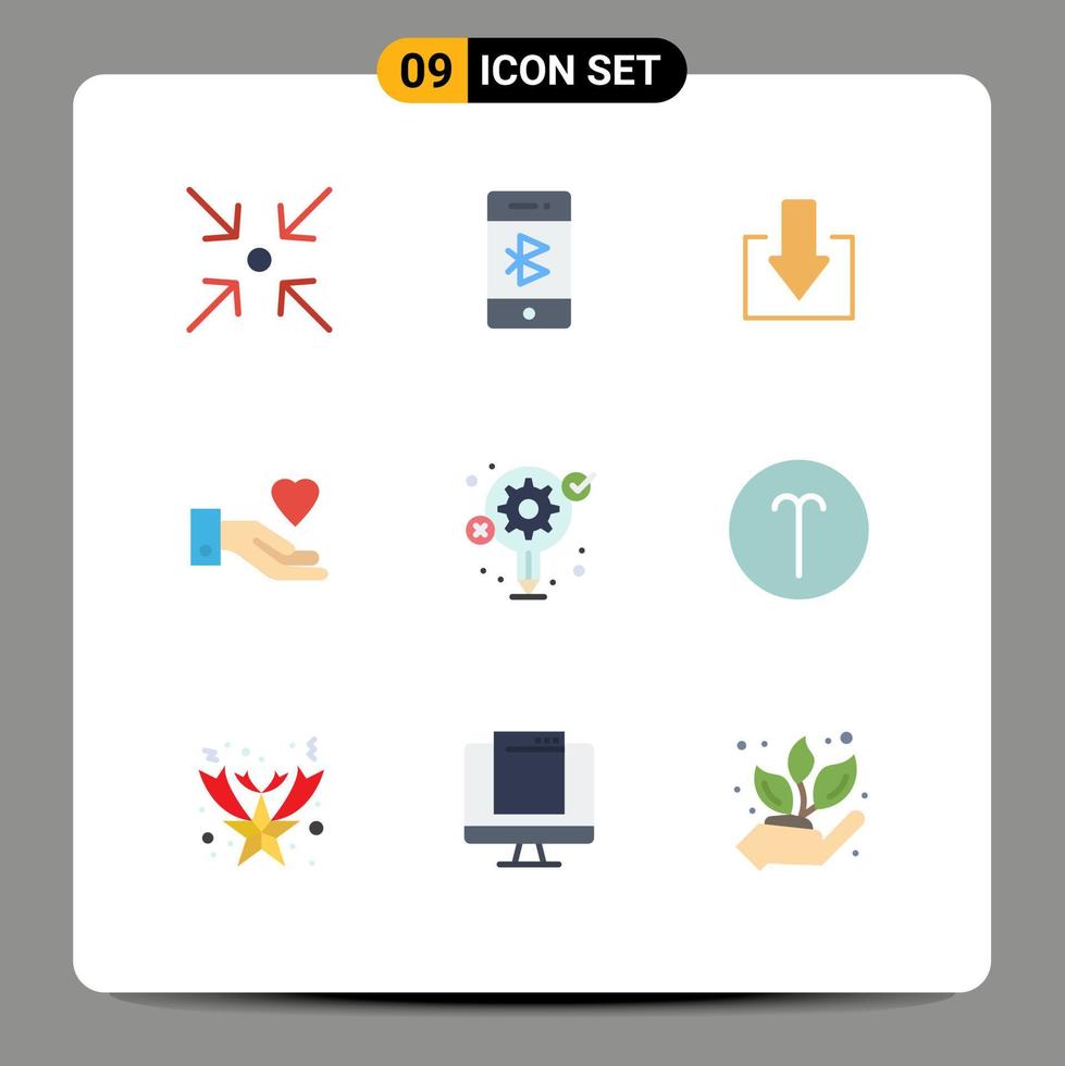 9 Creative Icons Modern Signs and Symbols of process gear arrow idea heart Editable Vector Design Elements