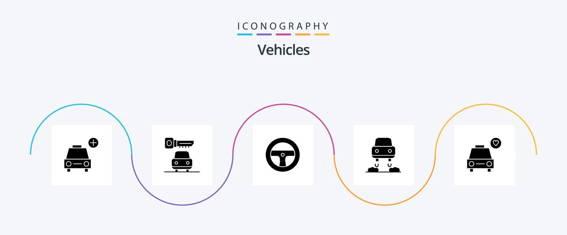 paquete de iconos de glifo 5 de vehículos que incluye . corazón. vehículos amar. futuro vector