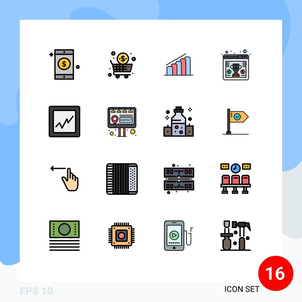 Set of 16 Modern UI Icons Symbols Signs for billboard analytics progress browser seo Editable Creative Vector Design Elements
