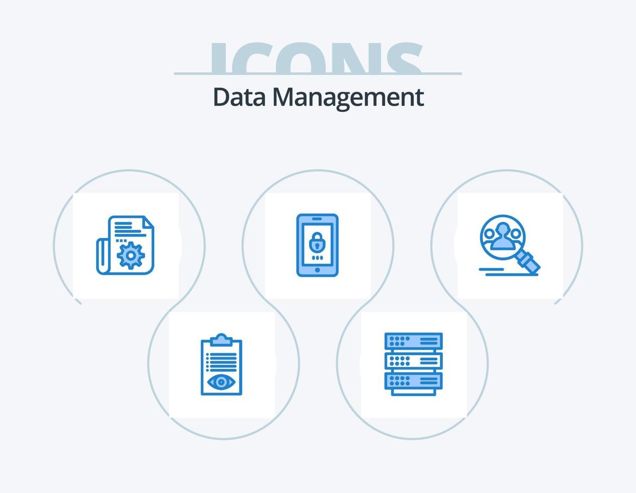 Data Management Blue Icon Pack 5 Icon Design. find. mobile. network. lock. tools vector