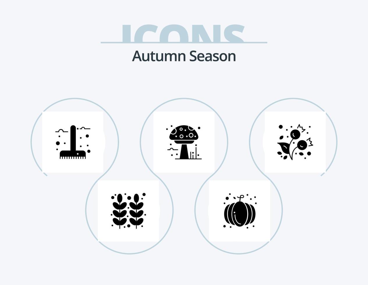 Autumn Glyph Icon Pack 5 Icon Design. poison. autumn. pumpkin. amanita. garden vector