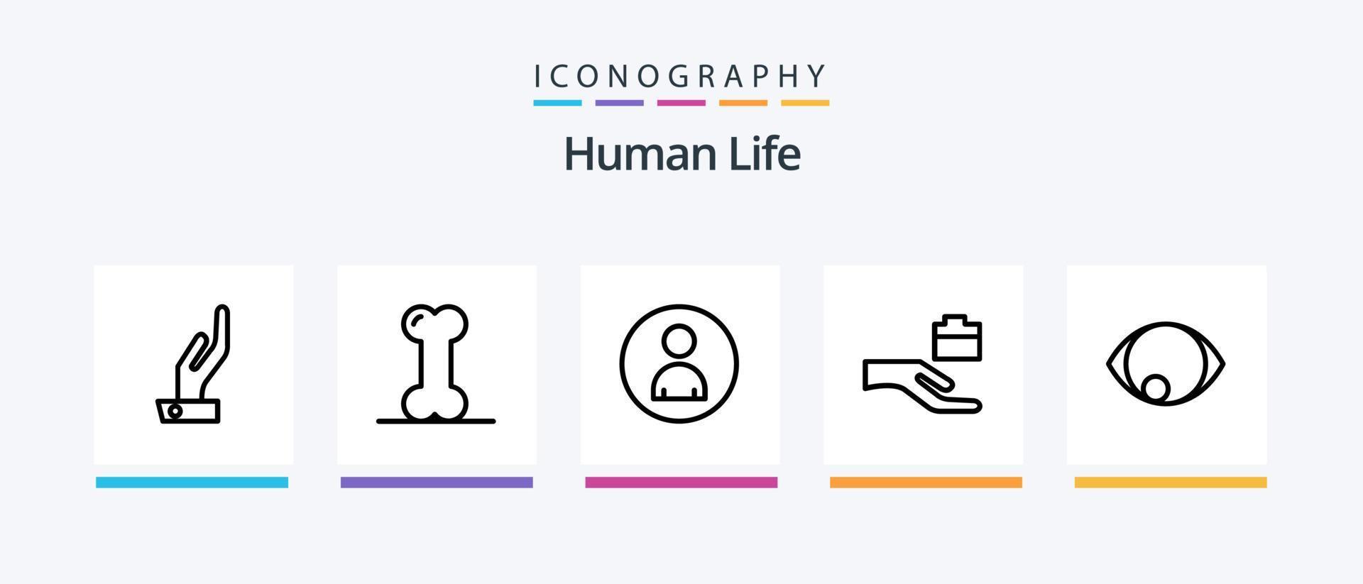 paquete de iconos de línea humana 5 que incluye . forma de corazón. feliz. diseño de iconos creativos vector