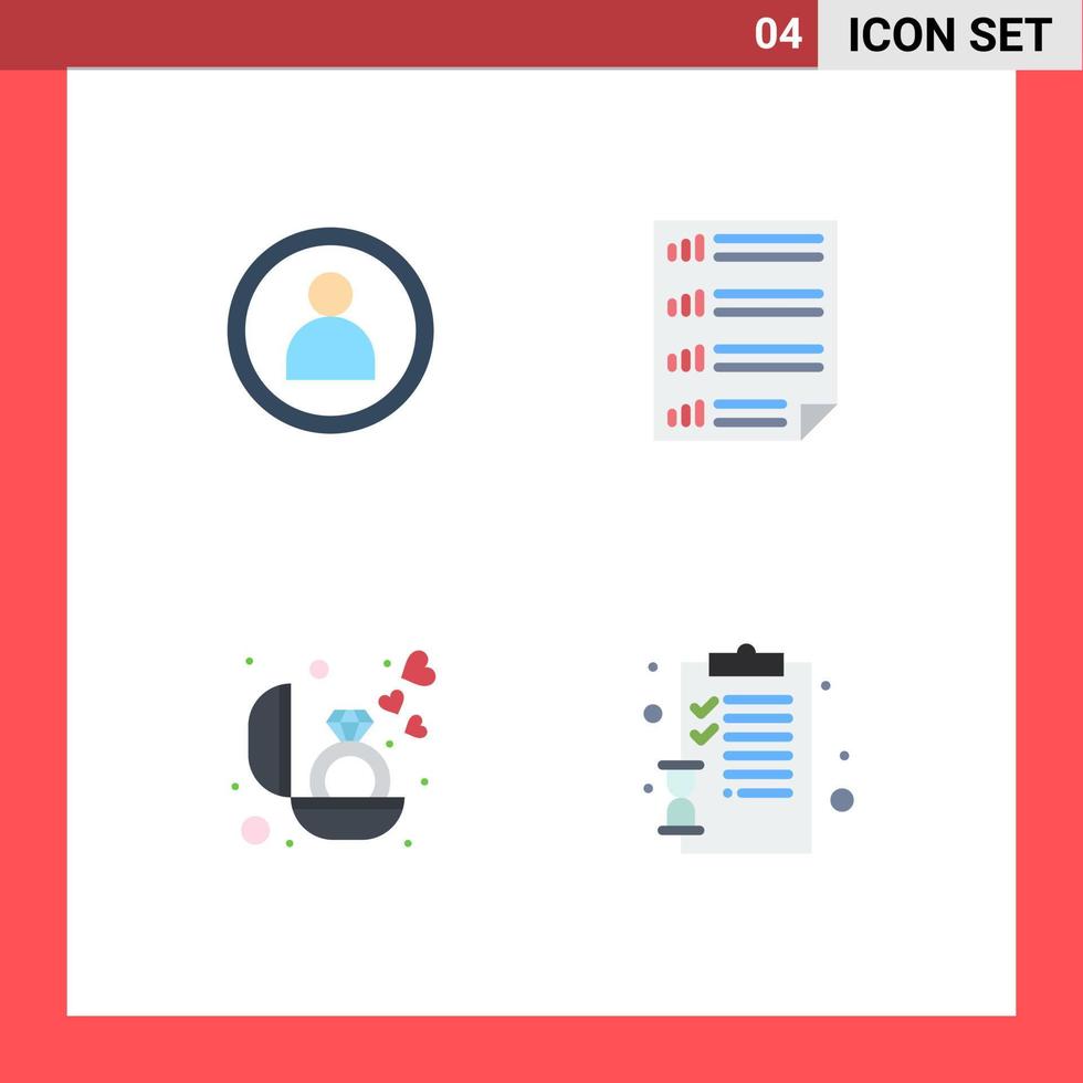 4 User Interface Flat Icon Pack of modern Signs and Symbols of disc ring bars four gift Editable Vector Design Elements