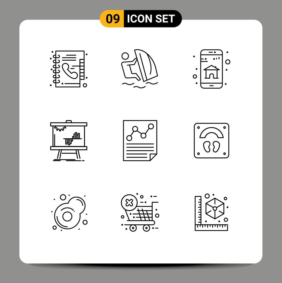 9 Creative Icons Modern Signs and Symbols of stats data sport chart mobile app Editable Vector Design Elements