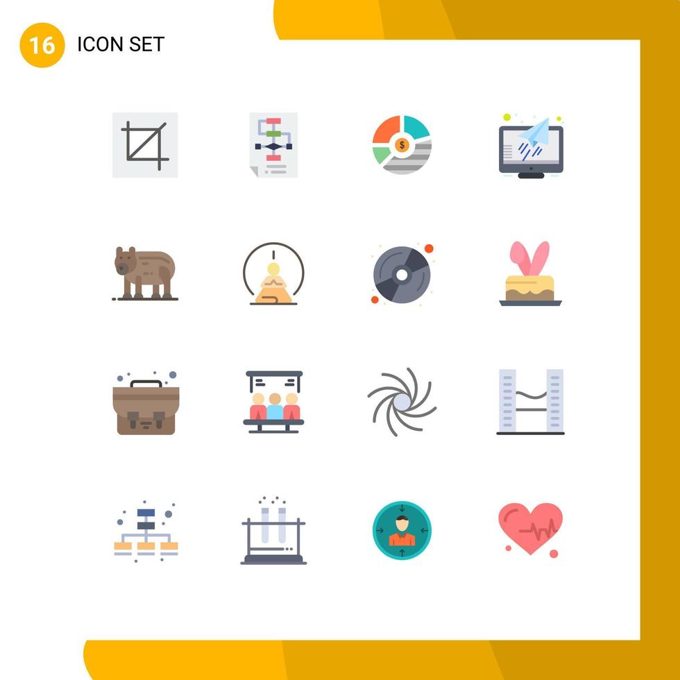 Flat Color Pack of 16 Universal Symbols of message seo process graph bar Editable Pack of Creative Vector Design Elements