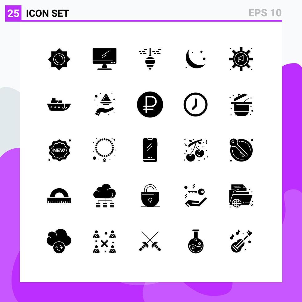 25 Creative Icons Modern Signs and Symbols of advertising muslim plumb moon crescent Editable Vector Design Elements