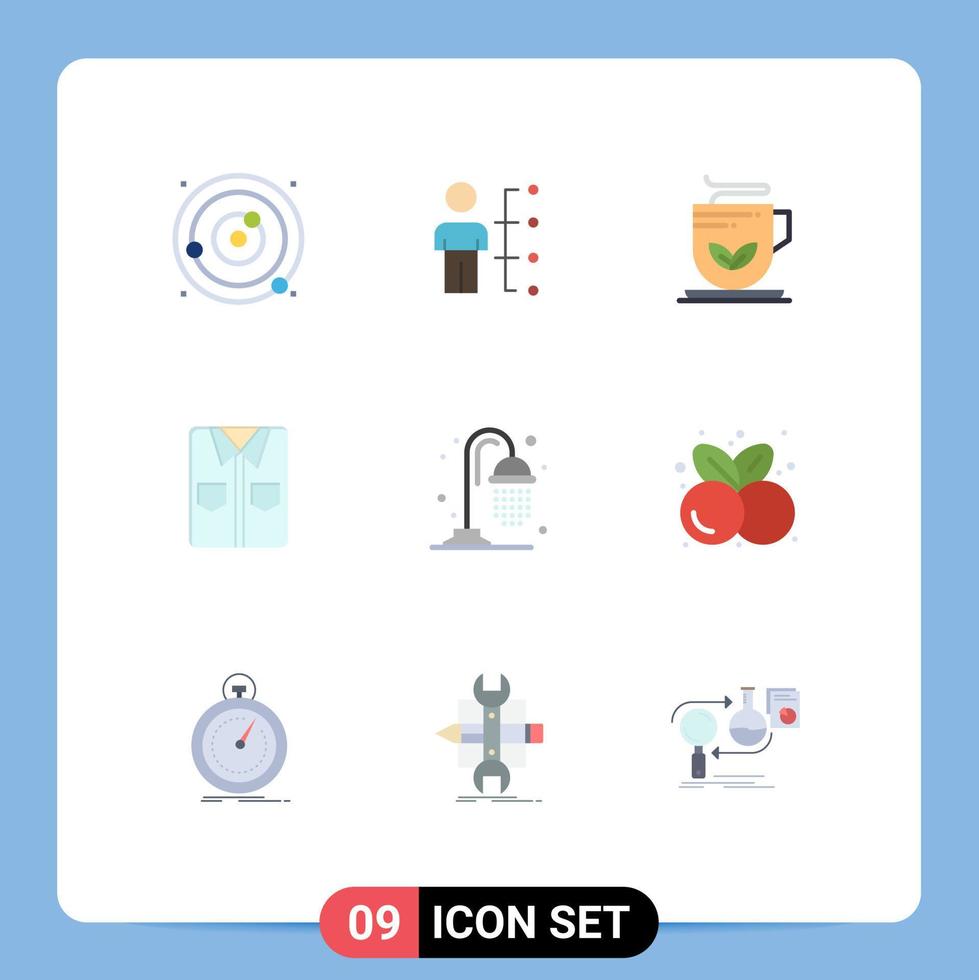 Stock Vector Icon Pack of 9 Line Signs and Symbols for tshirt clothes human wellness green Editable Vector Design Elements