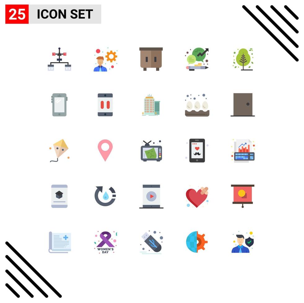 25 User Interface Flat Color Pack of modern Signs and Symbols of thanks day management decor growth business Editable Vector Design Elements