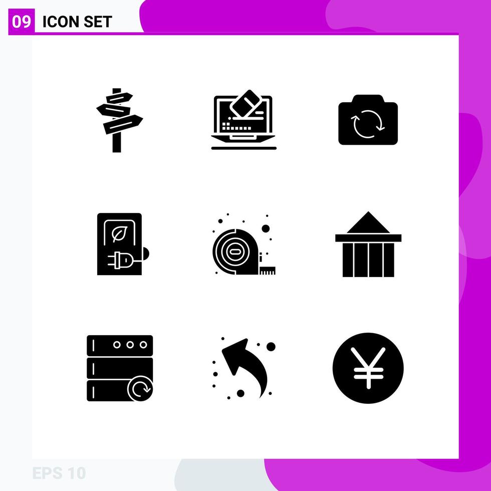 Stock Vector Icon Pack of 9 Line Signs and Symbols for measuring stations camera electric car Editable Vector Design Elements