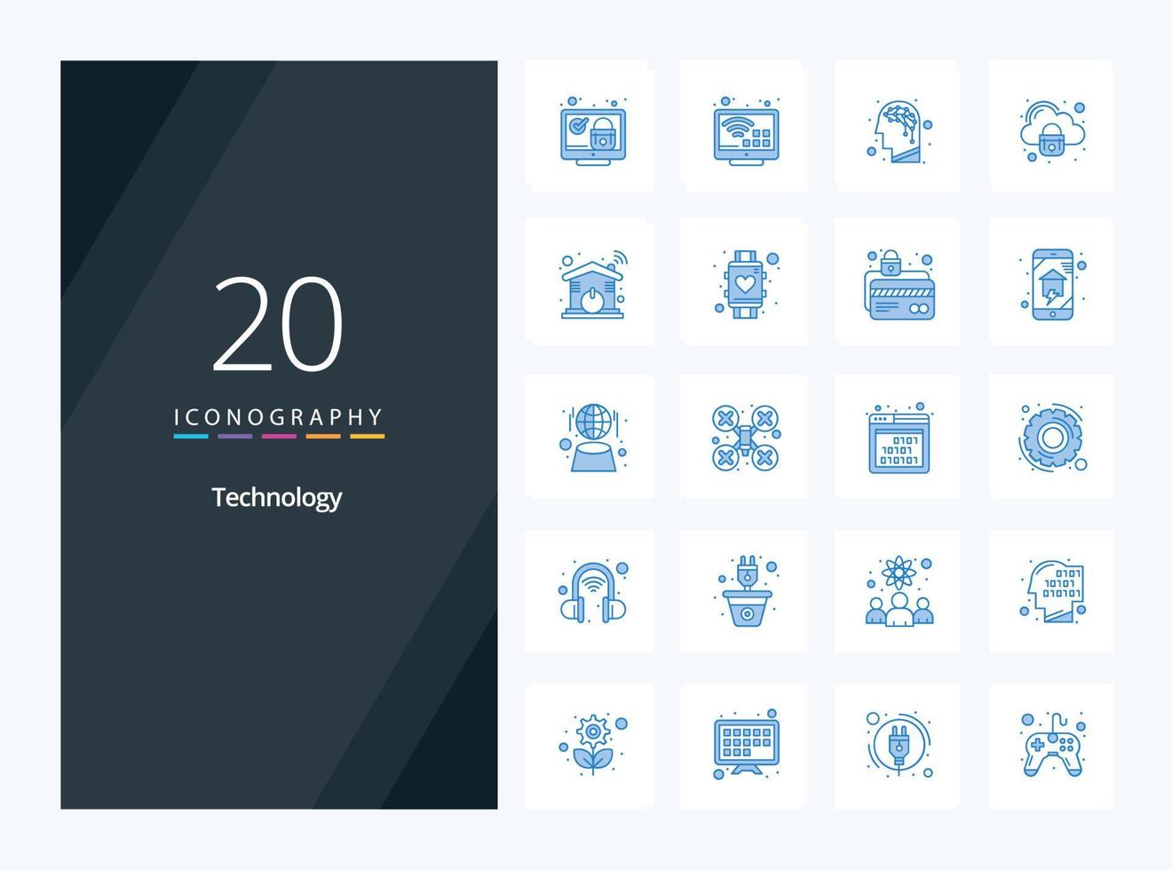 20 Technology Blue Color icon for presentation vector