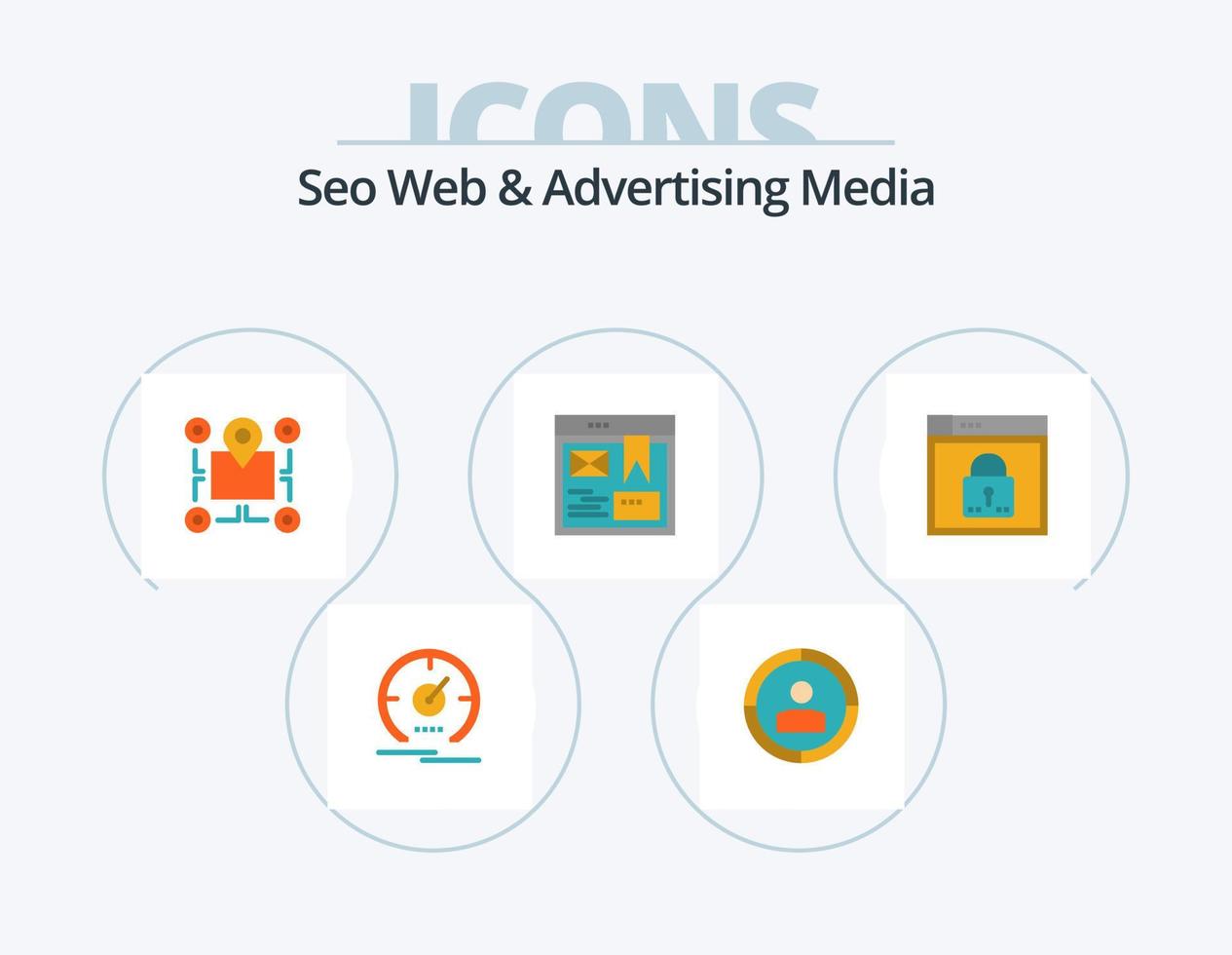 Seo Web And Advertising Media Flat Icon Pack 5 Icon Design. design. layout. area vector