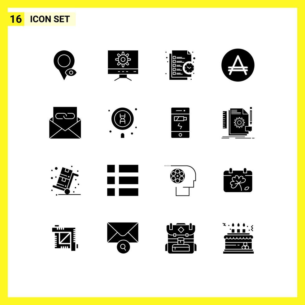 Set of 16 Modern UI Icons Symbols Signs for contact country list austral america Editable Vector Design Elements