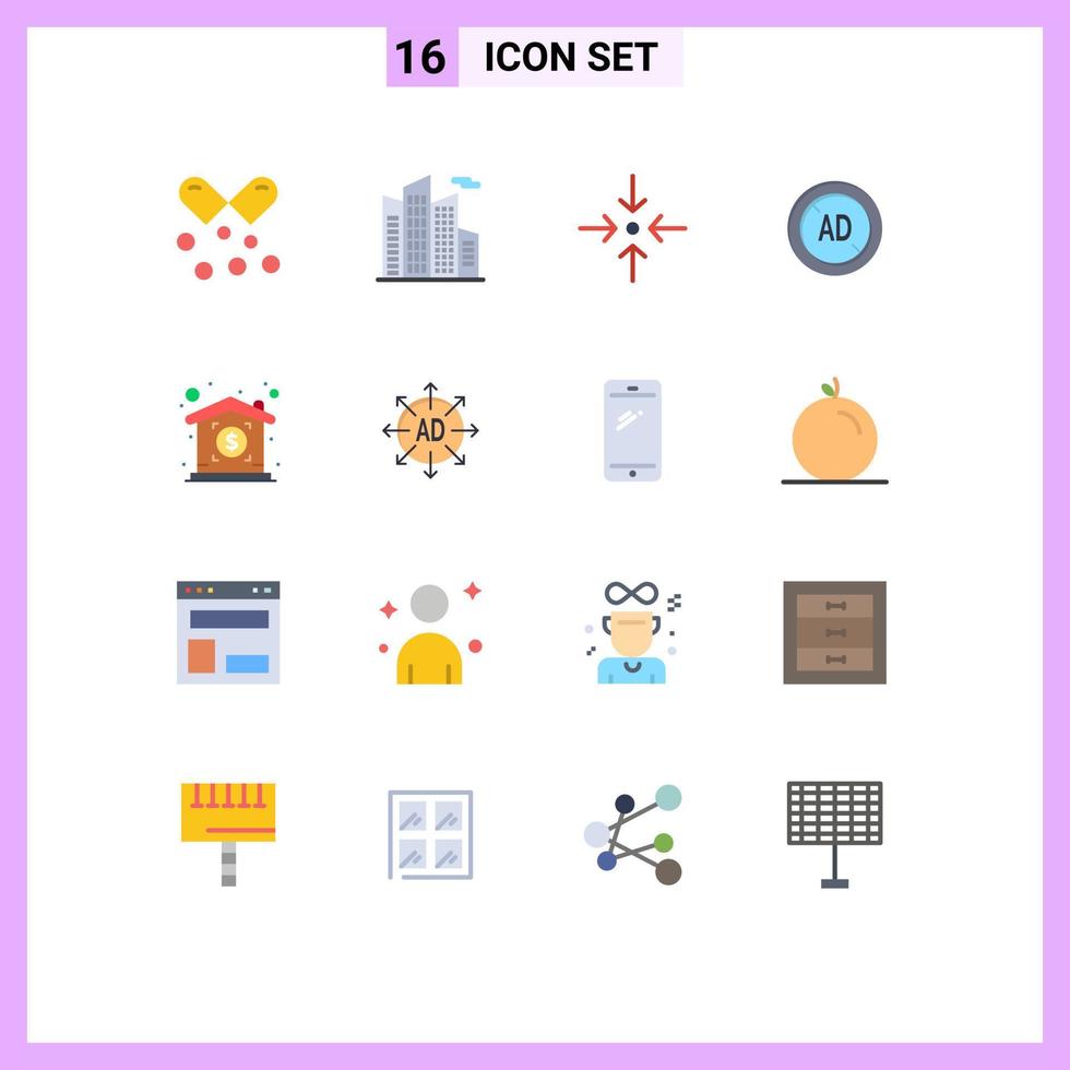 16 Universal Flat Color Signs Symbols of property investment arrow digital blocker Editable Pack of Creative Vector Design Elements