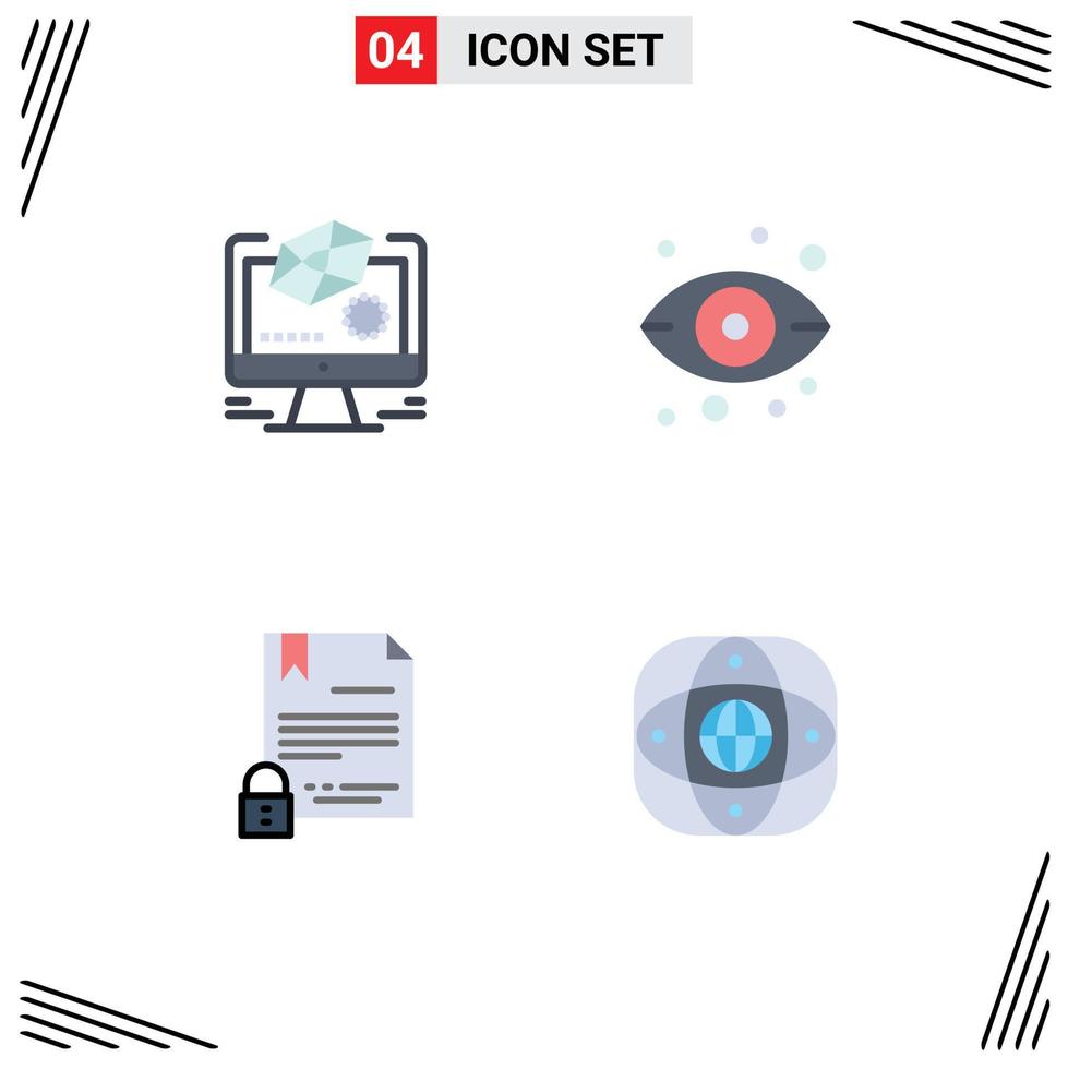 Flat Icon Pack of 4 Universal Symbols of animation contract drawing storage document Editable Vector Design Elements