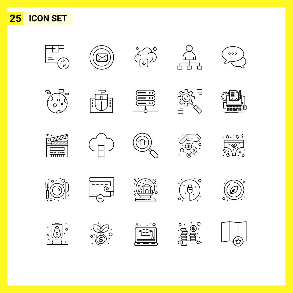 Pictogram Set of 25 Simple Lines of share cinema text message user download Editable Vector Design Elements