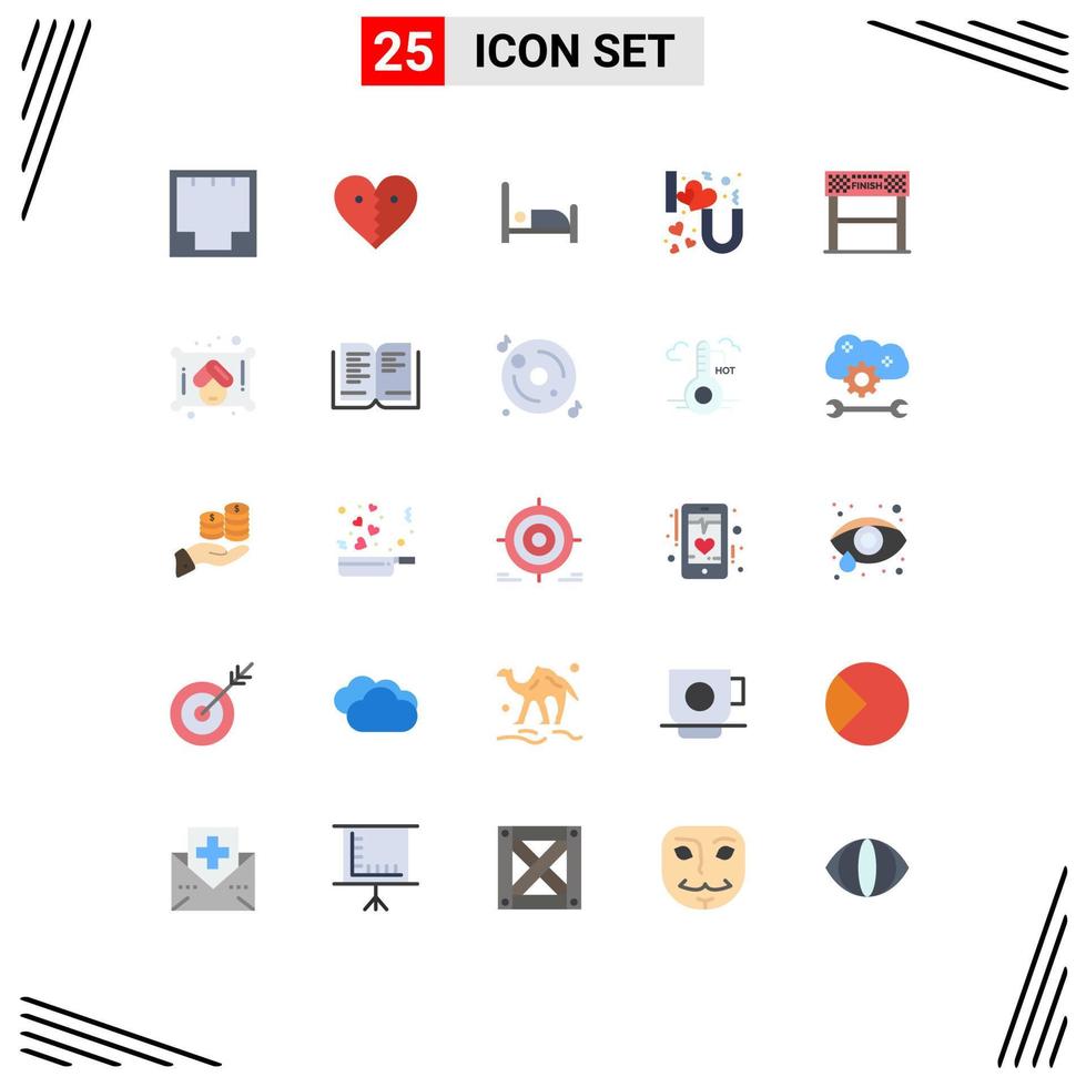 Set of 25 Modern UI Icons Symbols Signs for finish love break i patient Editable Vector Design Elements