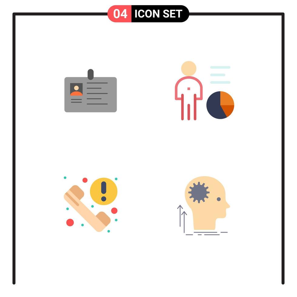 Universal Icon Symbols Group of 4 Modern Flat Icons of card efficiency id pass person Editable Vector Design Elements