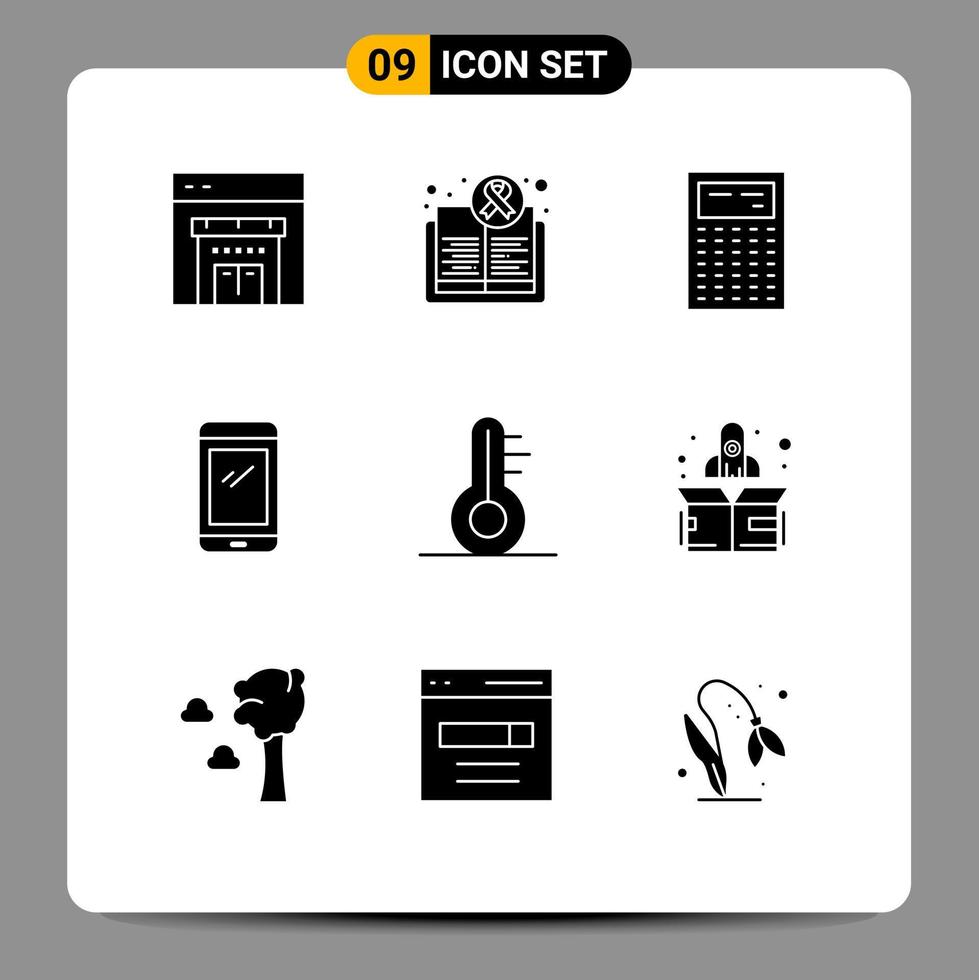 9 Solid Glyph concept for Websites Mobile and Apps temperature android calculate mobile phone Editable Vector Design Elements