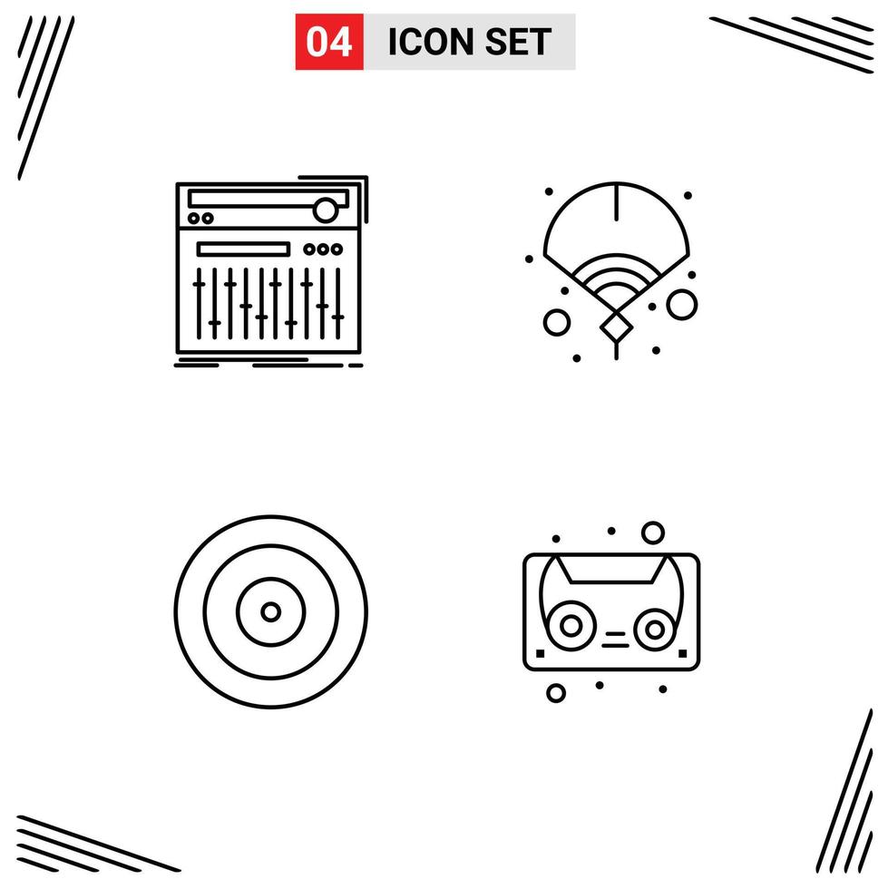4 Creative Icons Modern Signs and Symbols of control eye studio fan goal Editable Vector Design Elements
