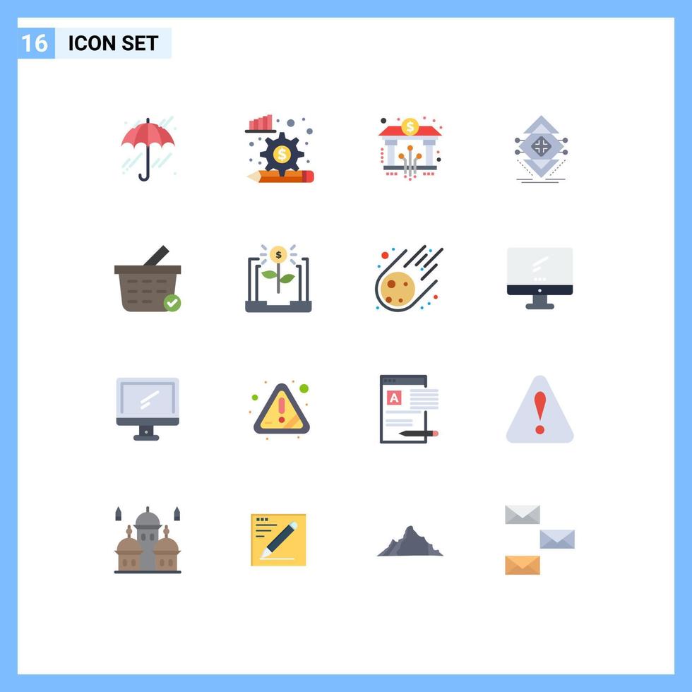 16 Creative Icons Modern Signs and Symbols of checkout structure banking science data Editable Pack of Creative Vector Design Elements