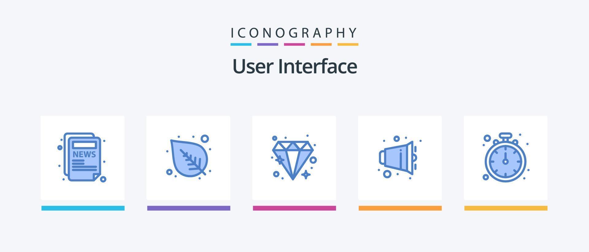 User Interface Blue 5 Icon Pack Including . timer. jewel. watch. speaker. Creative Icons Design vector