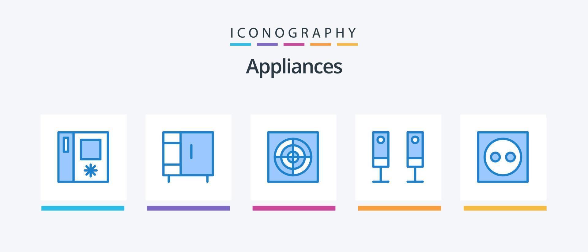 Appliances Blue 5 Icon Pack Including light. appliances. extractor. apartment. sound. Creative Icons Design vector