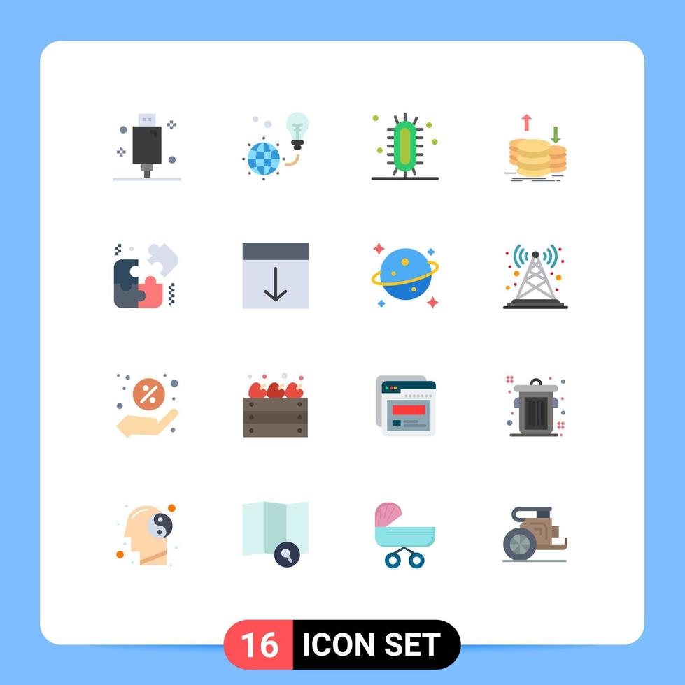 Stock Vector Icon Pack of 16 Line Signs and Symbols for capital coins light bulb study learn Editable Pack of Creative Vector Design Elements