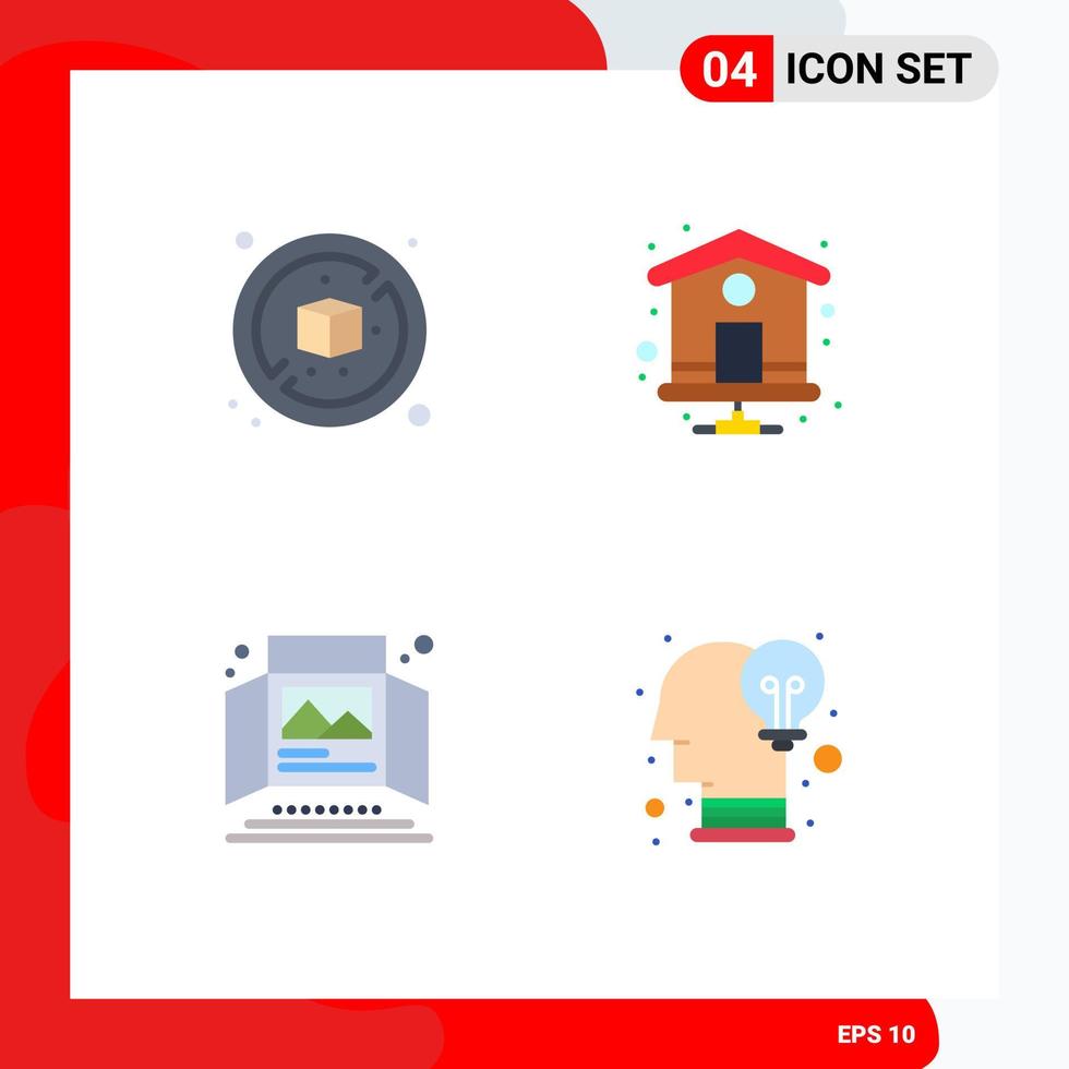 Flat Icon Pack of 4 Universal Symbols of no print ad home ad brain Editable Vector Design Elements