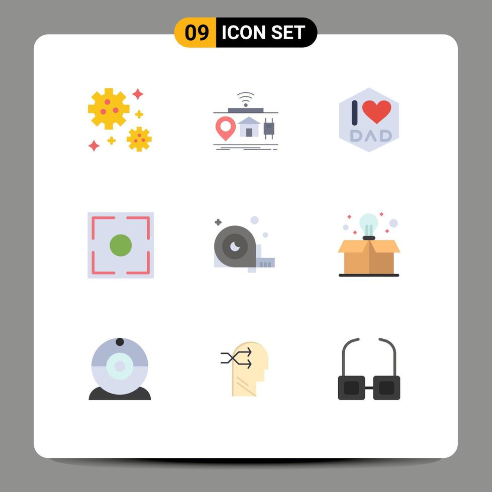 Stock Vector Icon Pack of 9 Line Signs and Symbols for construction measurement dad point frame Editable Vector Design Elements