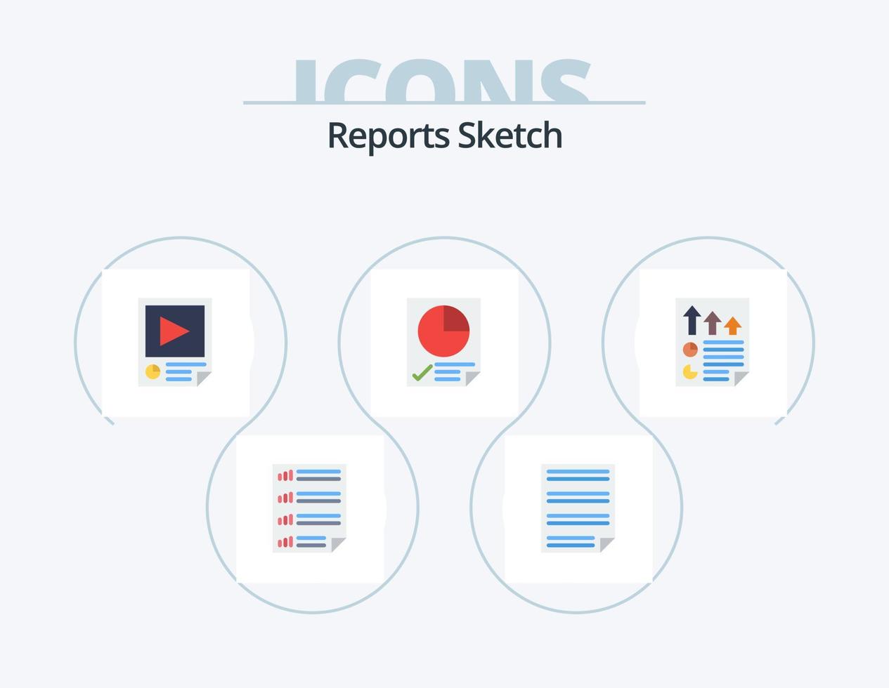Reports Sketch Flat Icon Pack 5 Icon Design. page. data. page. report. paper vector