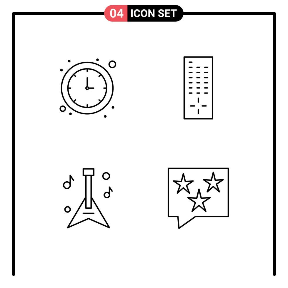 4 Line concept for Websites Mobile and Apps banking music time tv chat Editable Vector Design Elements
