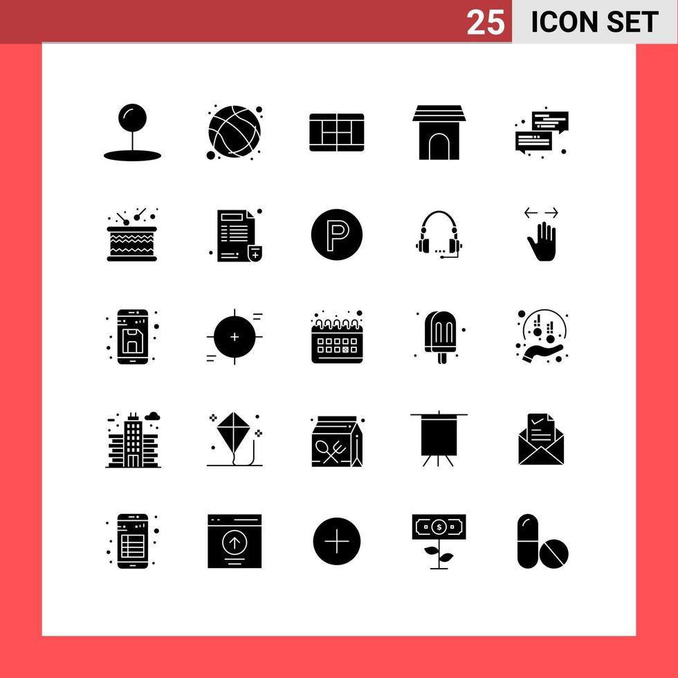 Set of 25 Modern UI Icons Symbols Signs for dialogue communication court household appliances Editable Vector Design Elements