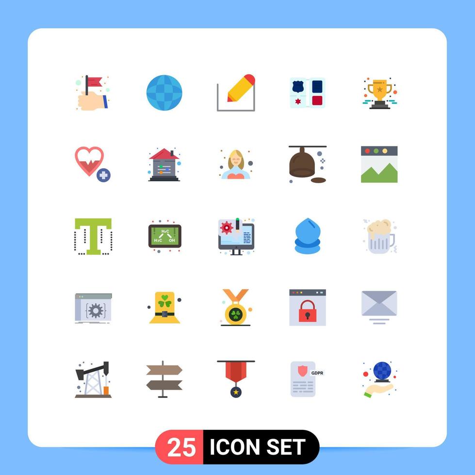 25 Creative Icons Modern Signs and Symbols of prize achievement write star shield Editable Vector Design Elements
