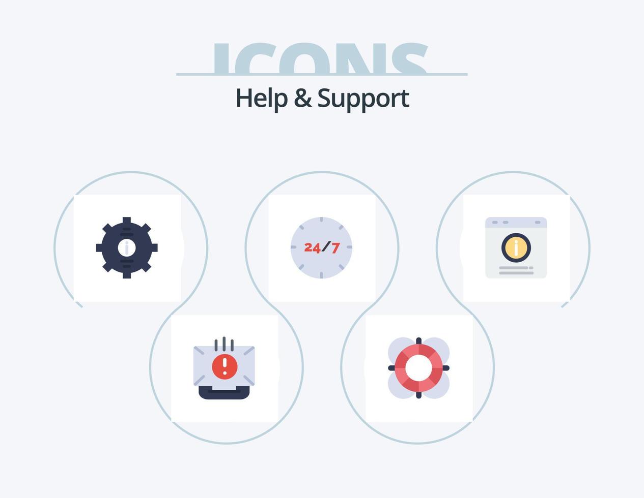 Help And Support Flat Icon Pack 5 Icon Design. customer. all day. outline. support. help vector
