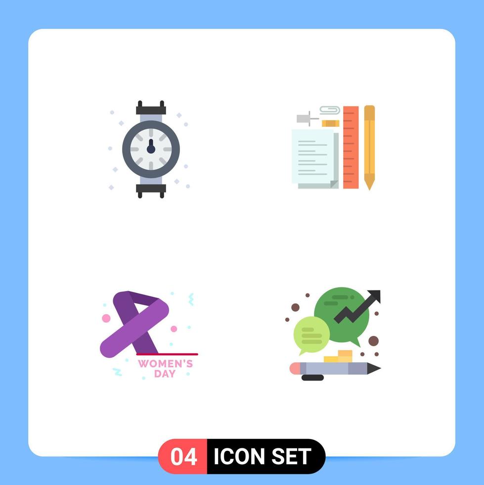 Stock Vector Icon Pack of 4 Line Signs and Symbols for gauge awareness plumbing pen feminine Editable Vector Design Elements