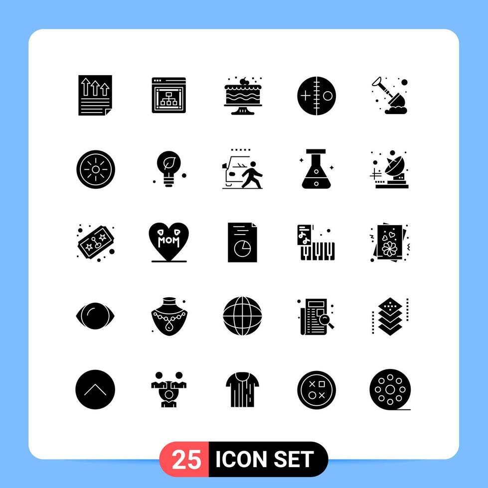 25 Universal Solid Glyphs Set for Web and Mobile Applications voodoo halloween server doll party Editable Vector Design Elements