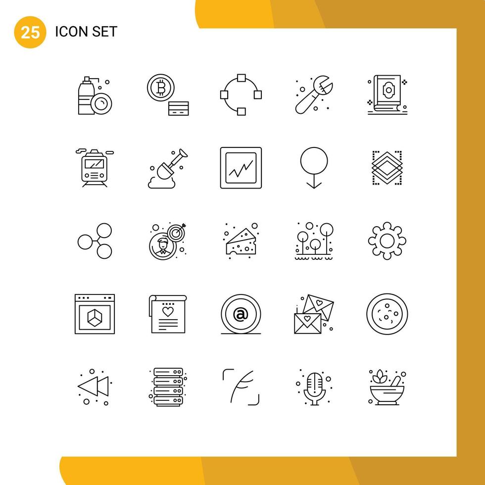 Set of 25 Modern UI Icons Symbols Signs for muslim book path quran plumbing Editable Vector Design Elements