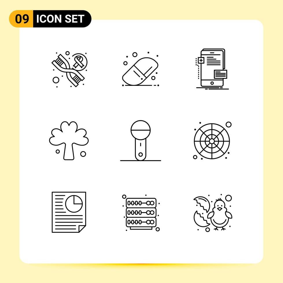 Universal Icon Symbols Group of 9 Modern Outlines of electronics plant mobile irish green Editable Vector Design Elements