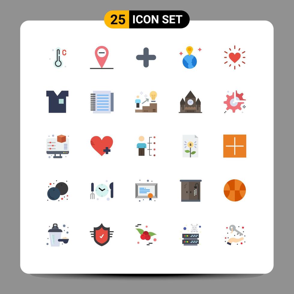 Mobile Interface Flat Color Set of 25 Pictograms of fashion clothes sign valentine heart Editable Vector Design Elements