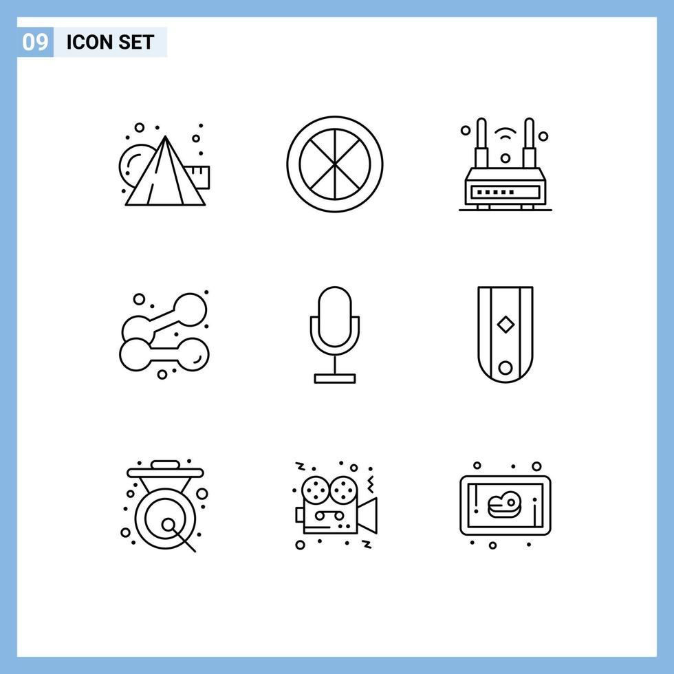 9 User Interface Outline Pack of modern Signs and Symbols of weightlifting exercise window dumbbell wifi Editable Vector Design Elements
