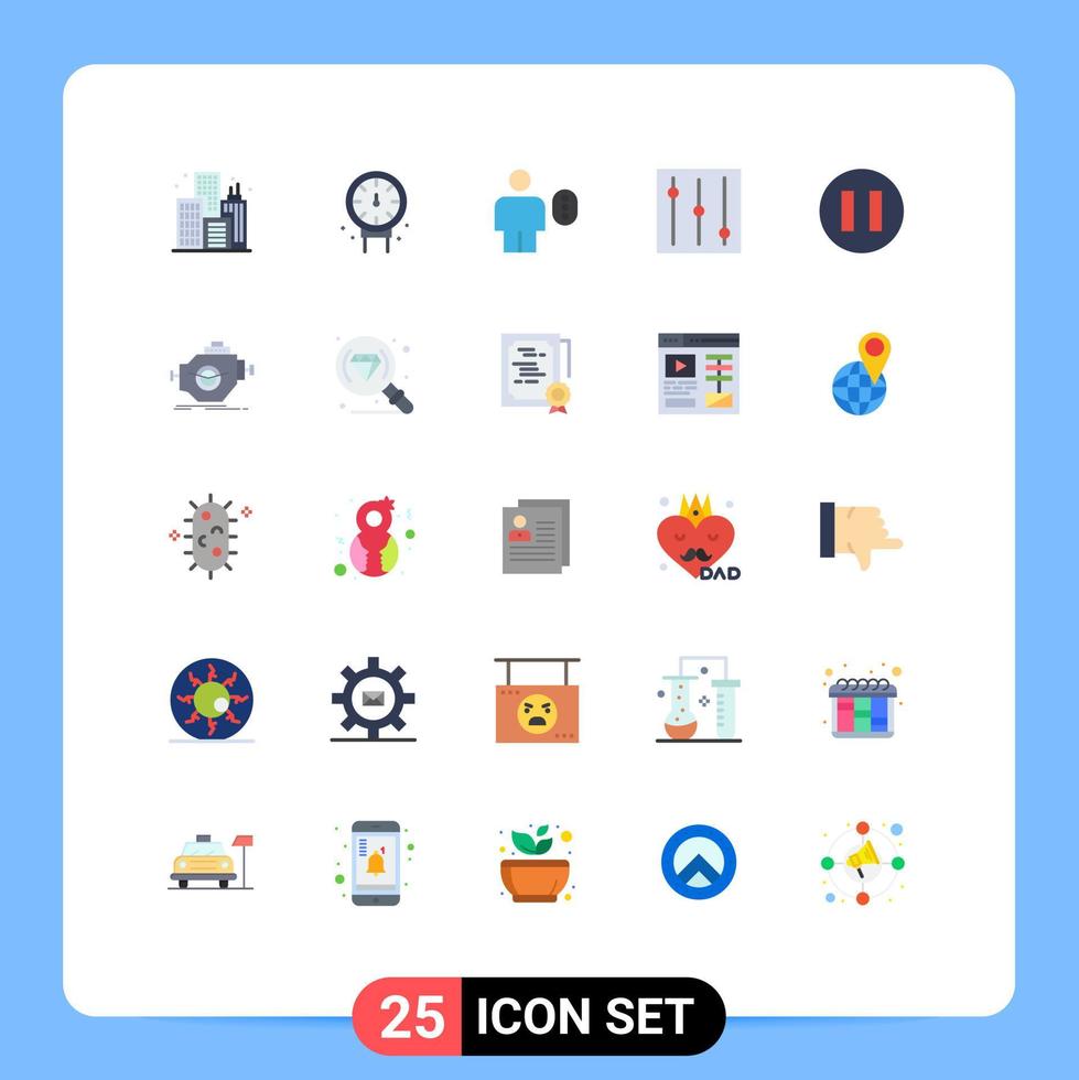 Universal Icon Symbols Group of 25 Modern Flat Colors of machine engine avatar pause tools Editable Vector Design Elements