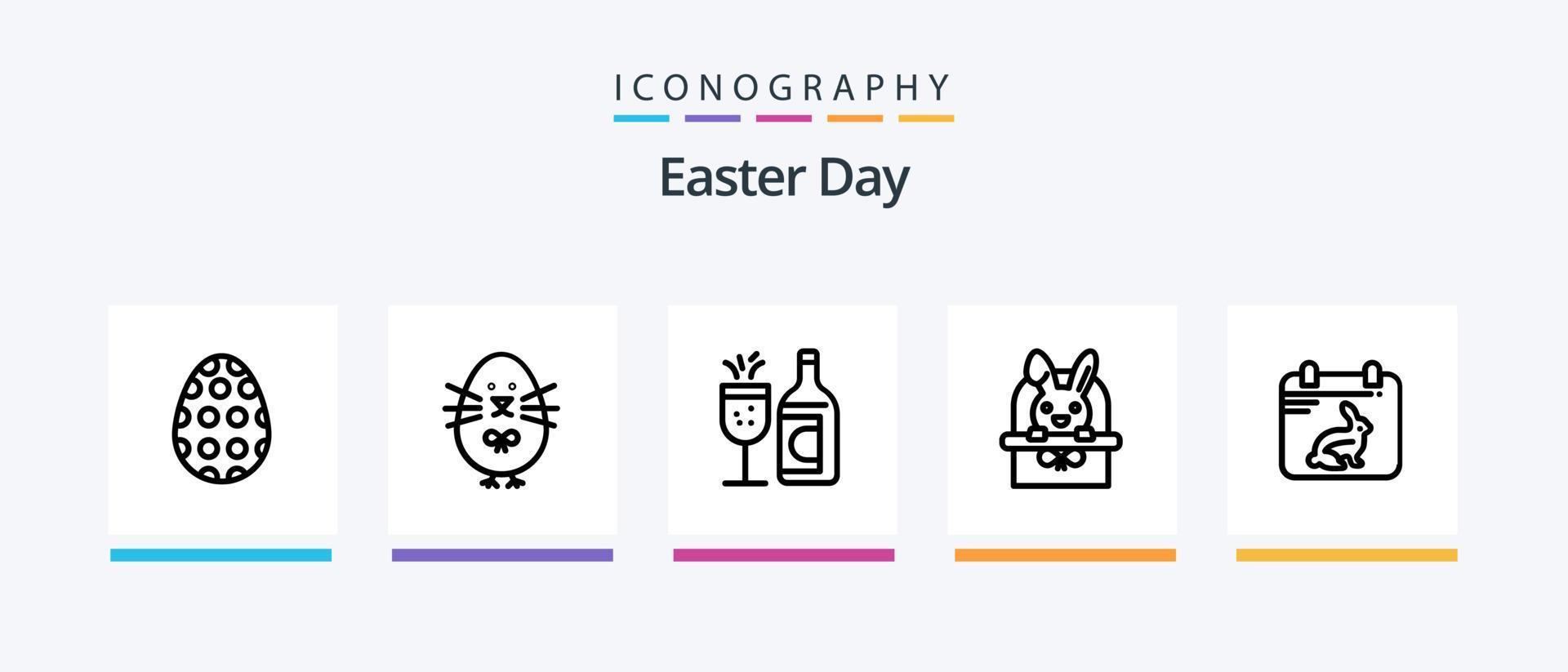 Easter Line 5 Icon Pack Including baby. chicken. gift. egg. easter. Creative Icons Design vector