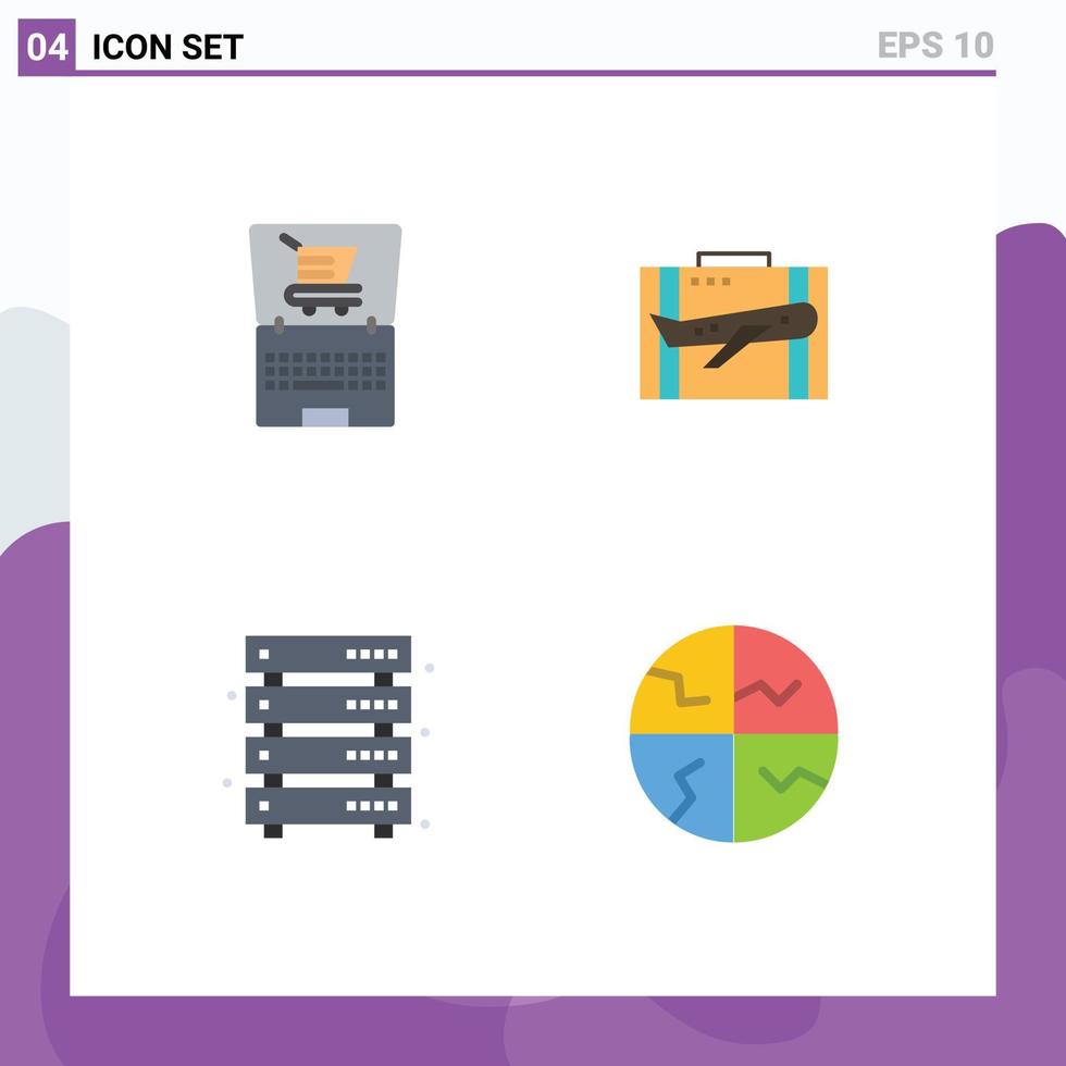 paquete de iconos planos de 4 símbolos universales de elementos de diseño vectorial editables de datos comerciales de cartera en línea vector