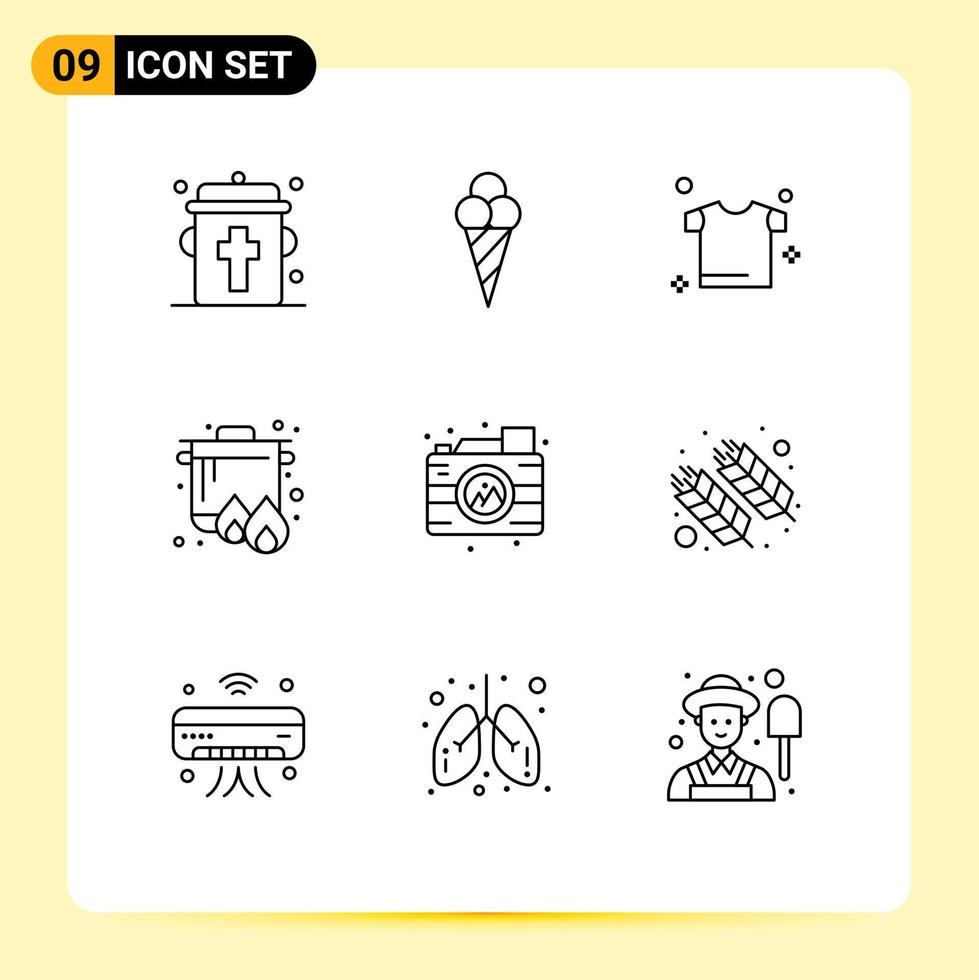9 Universal Outline Signs Symbols of image process drying creative cooker Editable Vector Design Elements