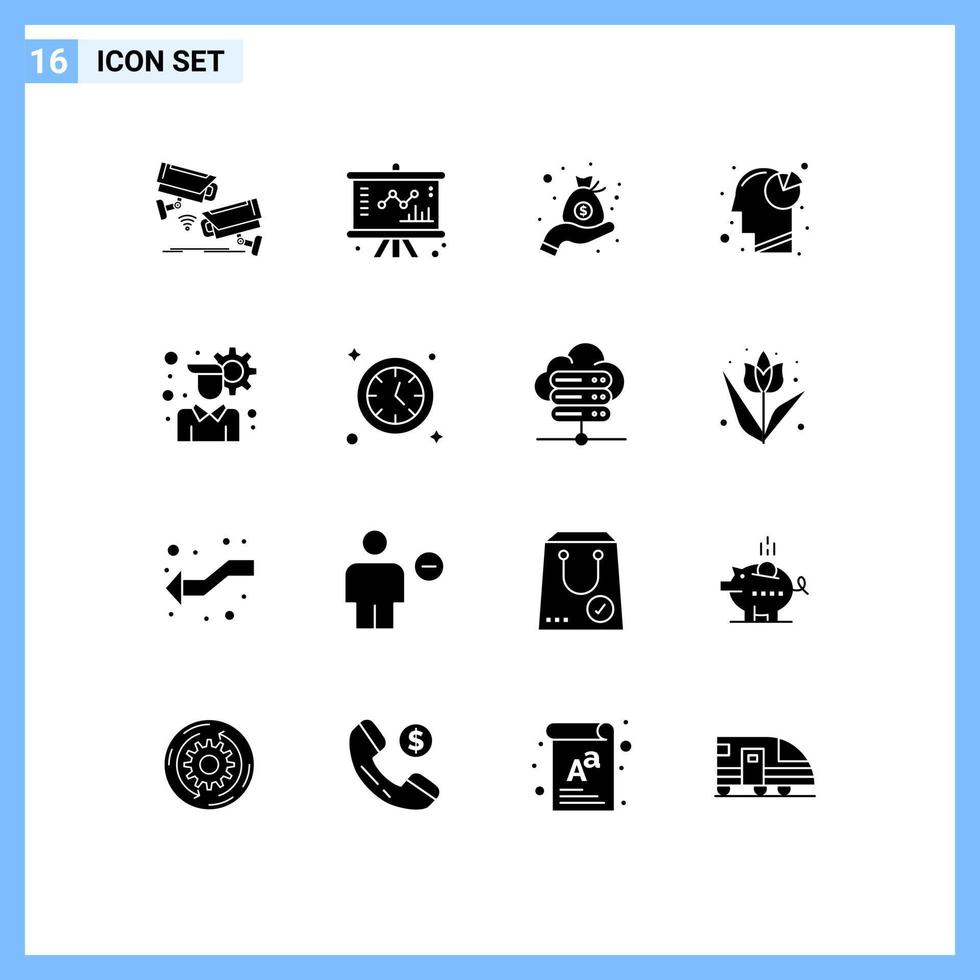 16 Creative Icons Modern Signs and Symbols of account head management graph bag Editable Vector Design Elements