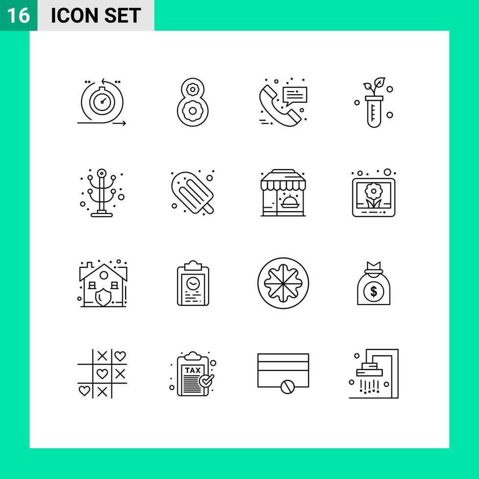 16 Universal Outline Signs Symbols of furniture science call lab tube Editable Vector Design Elements